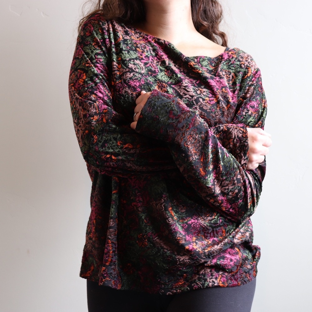 Oversized Vintage Velvet Mesh Sweater